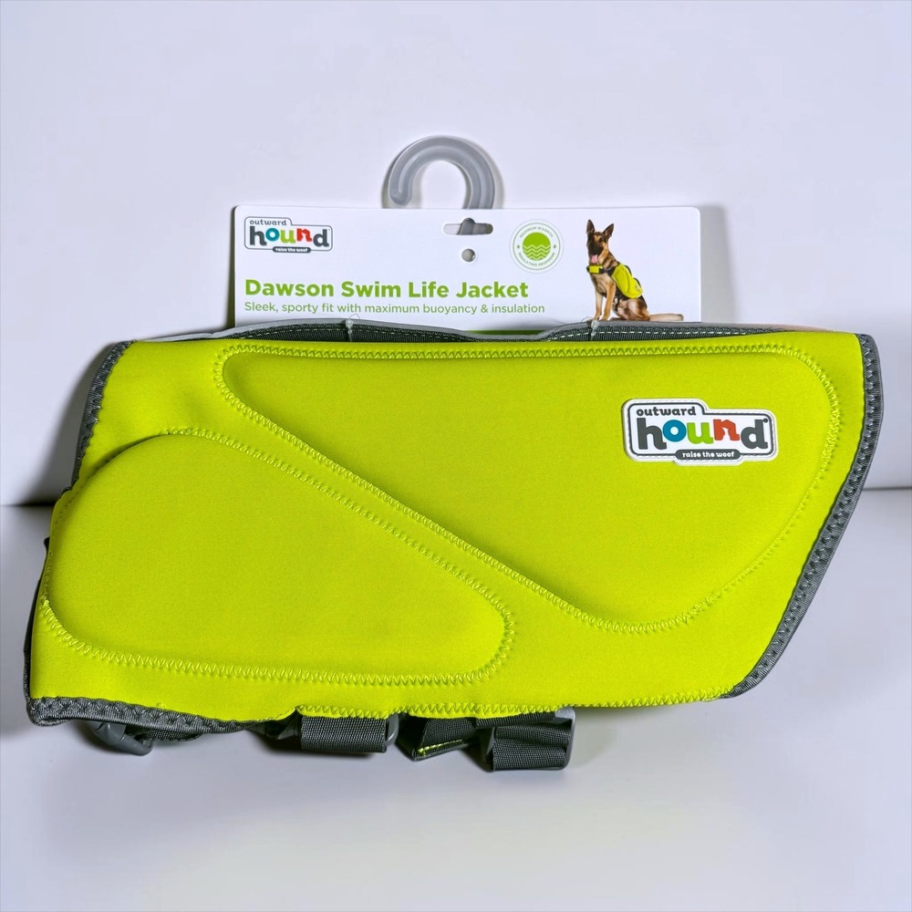 Outward Hound Dawson Swim Life Jacket Neon Green Dog Life Vest XL 85-100 lbs